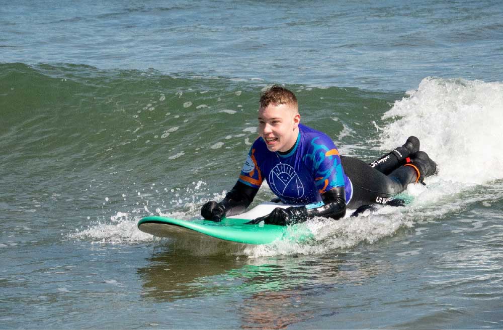 Surfer riding a waved